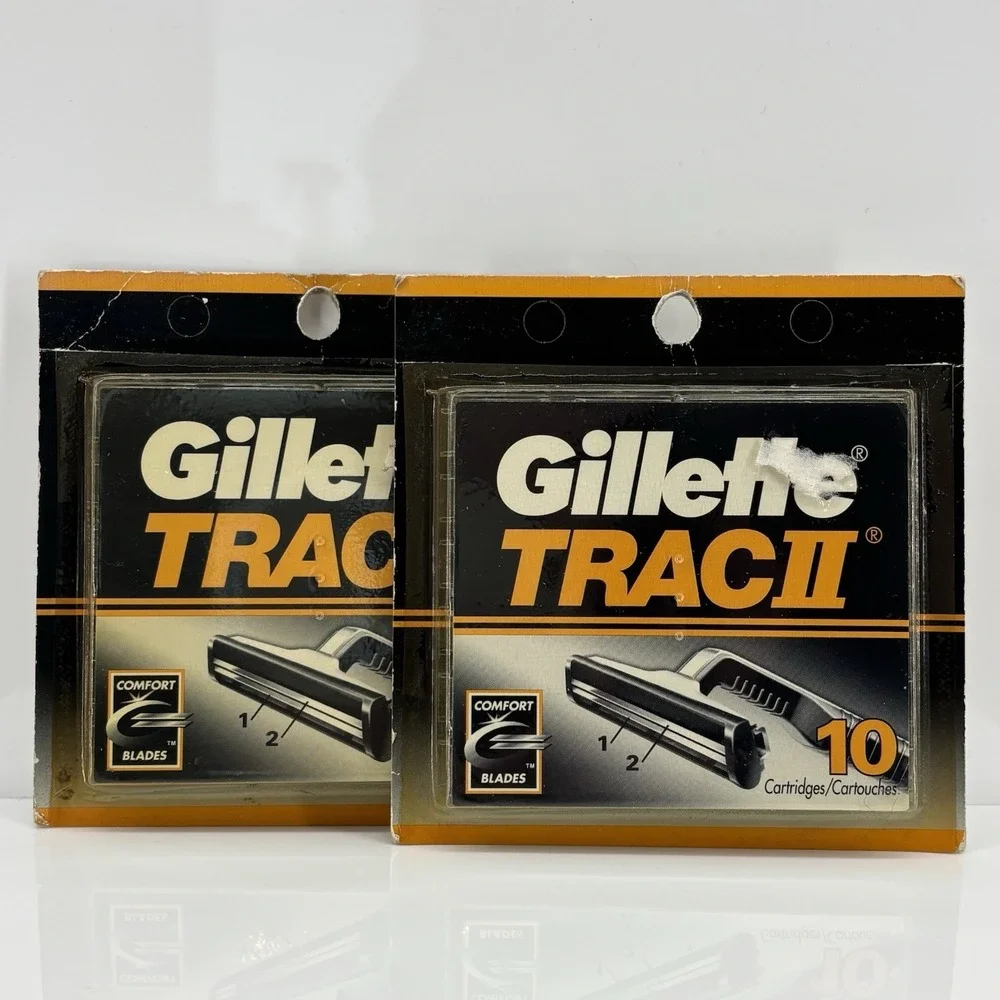20 Vintage Gillette Trac II Razor Cartridges Refill 2 Packs Of 10 NOS Twin Blade